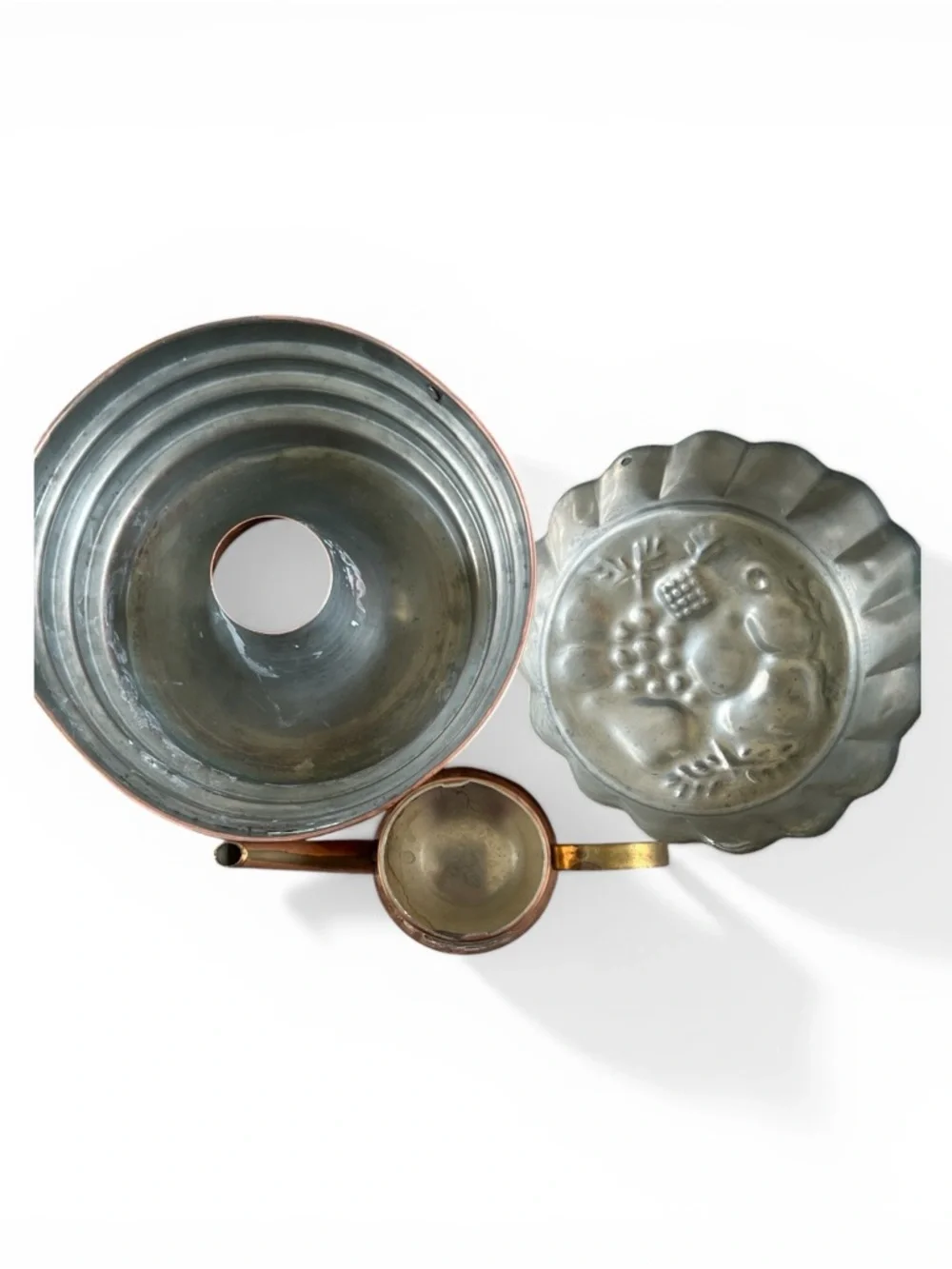 3pcs VINTAGE COPPER 8.5 INCH TIERED RING MOLD FROM PORTUGAL Fruit mold oil can